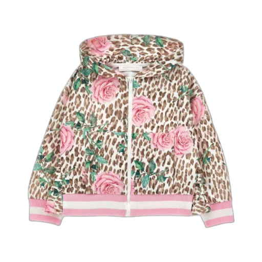 Floral-Printed Leopard Hoodie