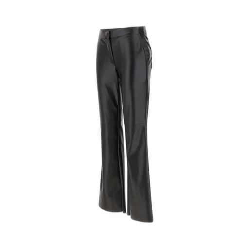 Faux-Leather Flared Trousers