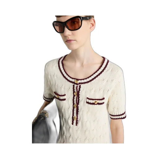 Round neck cotton mini-dress