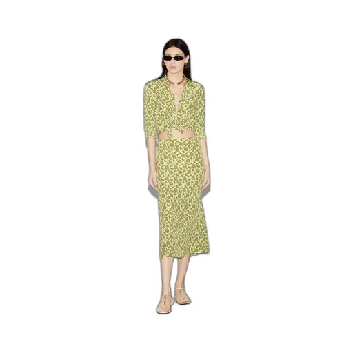 Floral print silk crêpe de chine skirt