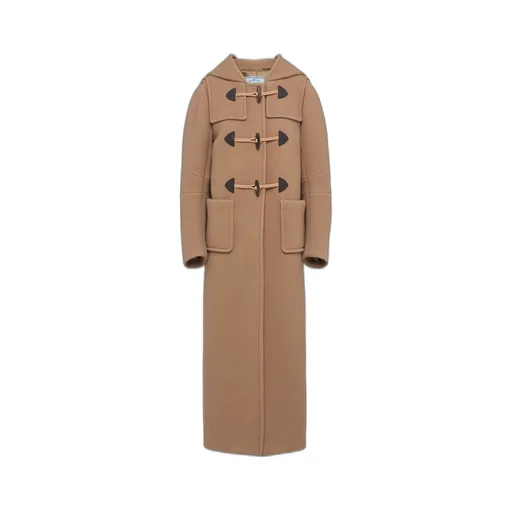 Long velour duffle coat