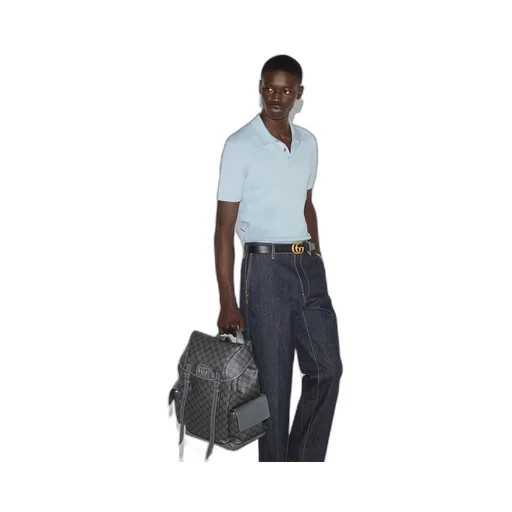 Silk cotton knit polo shirt