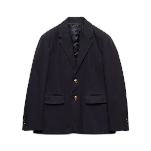 Technical cotton single-breasted jacket