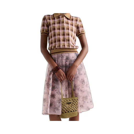 Printed nylonette skirt