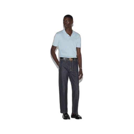 Silk cotton knit polo shirt