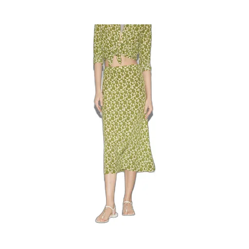Floral print silk crêpe de chine skirt