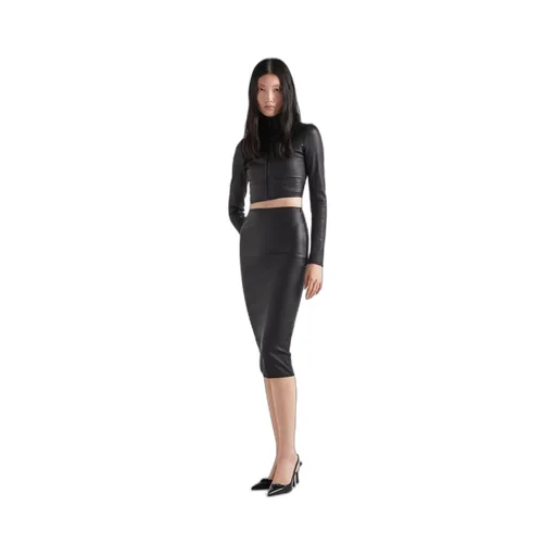 Stretch nappa leather skirt