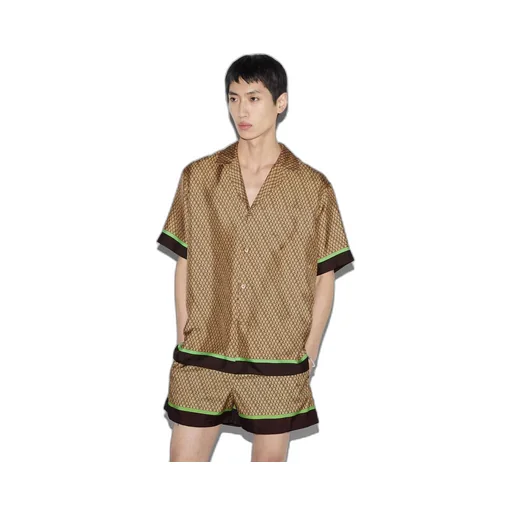 Gucci print silk bowling shirt