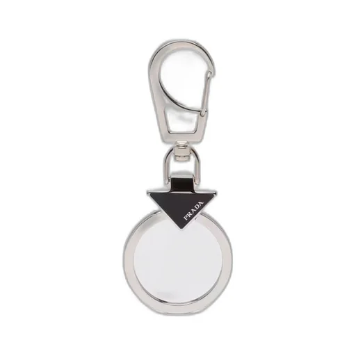 Enameled metal triangle logo keychain