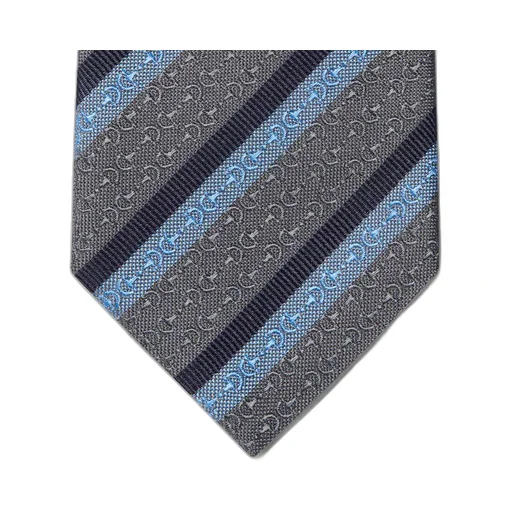 Horsebit striped silk jacquard tie