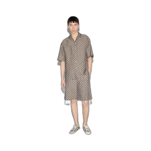 GG linen blend canvas shirt