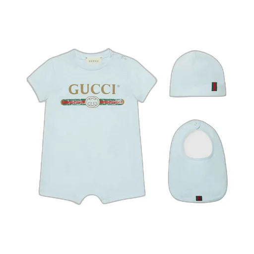 Baby cotton gift set with Gucci logo