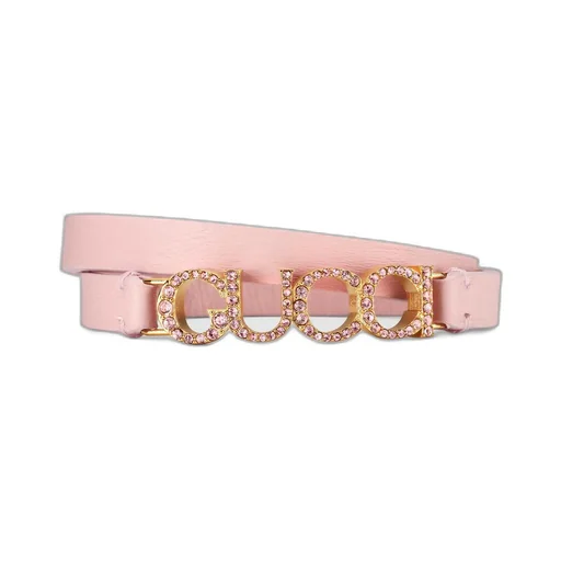 Leather wrap bracelet with Gucci script