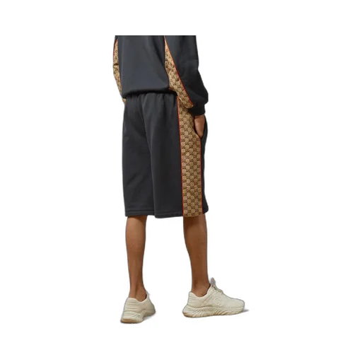 Cotton jersey shorts with GG inserts