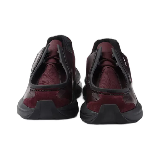 Systeme brushed leather sneakers with bike fabric and suede elements