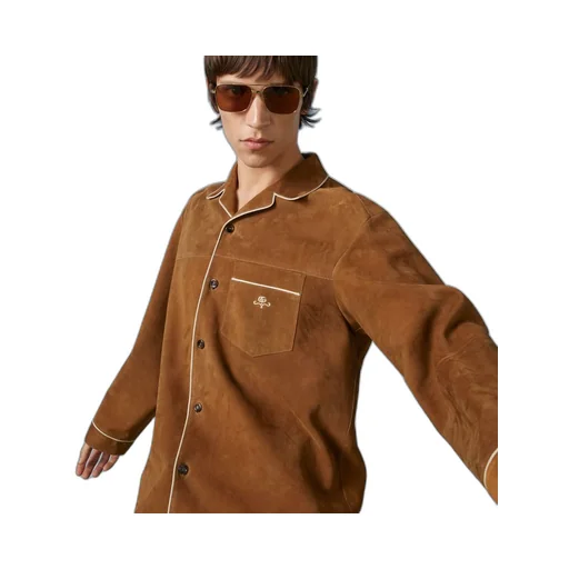 Suede shirt with embroidery