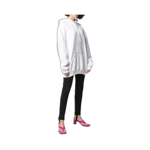 Small Label Logo Cotton Hoodie White