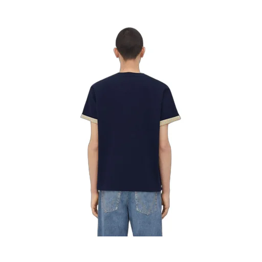 Double Layer Striped Cotton T-Shirt