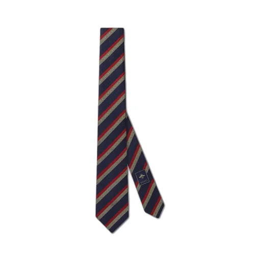 Horsebit striped silk jacquard tie
