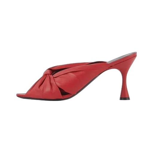 Drapy Sheep Leather Mules Red