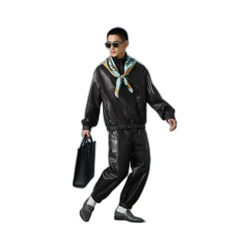 Leather bomber jacket