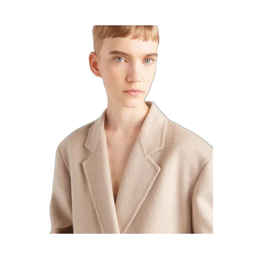 Double-breasted velour cashmere coat