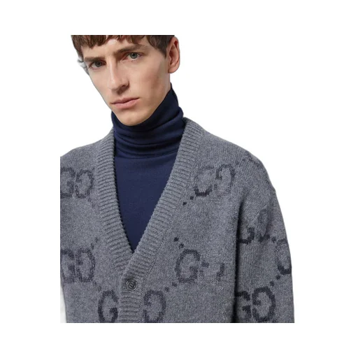 Wool cardigan with GG intarsia
