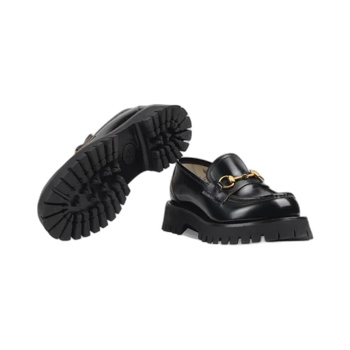 Leather lug sole Horsebit loafer