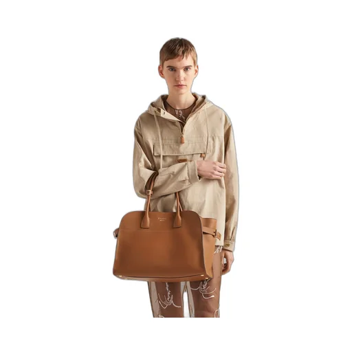 Large leather tote bag with buckles
