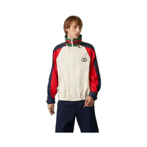 Cotton nylon jacket with patch