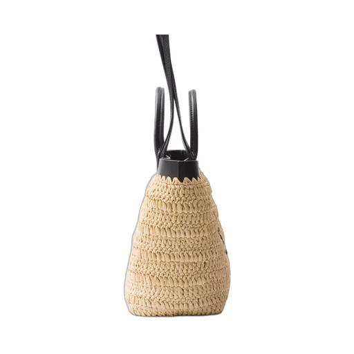 Small crochet and leather tote bag