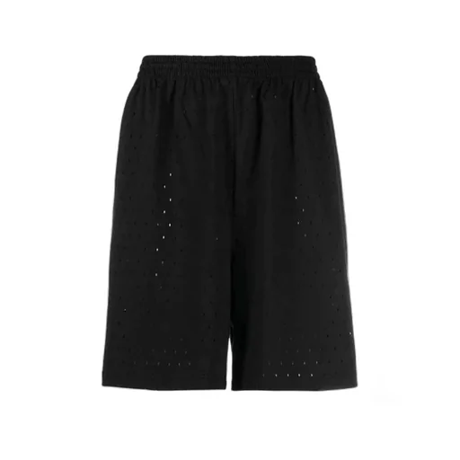 Perforated Elastic Waistband Shorts