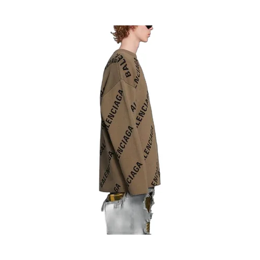 All Over Logo Crewneck Wool Knit Sweater