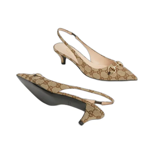 Women's GG canvas slingback pump