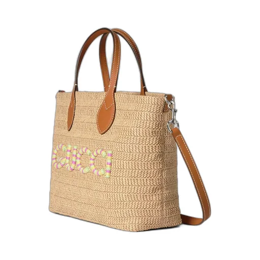 Small straw-effect tote