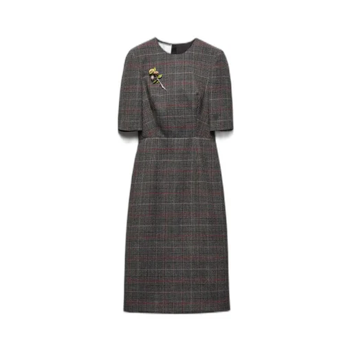 Prince-of-Wales checked midi-dress