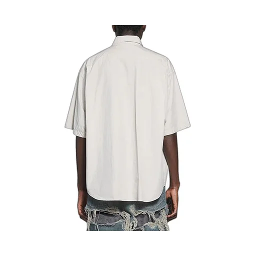 Cotton Loose Short Sleeve Shirt Gray
