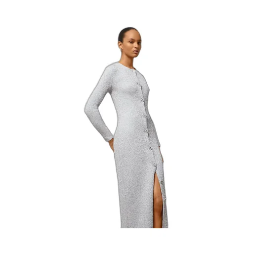 Viscose lamé dress with sequin embroidery