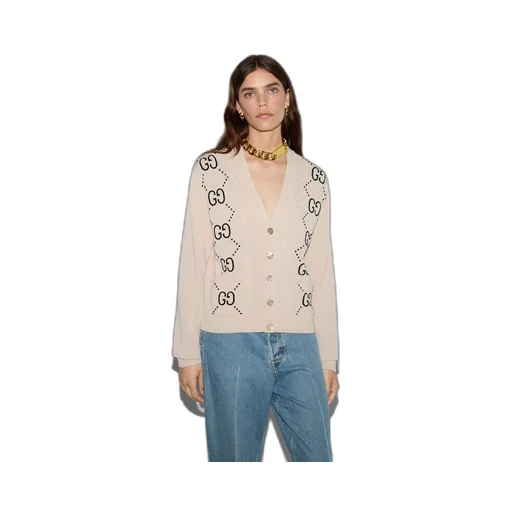 Cotton cardigan with GG intarsia