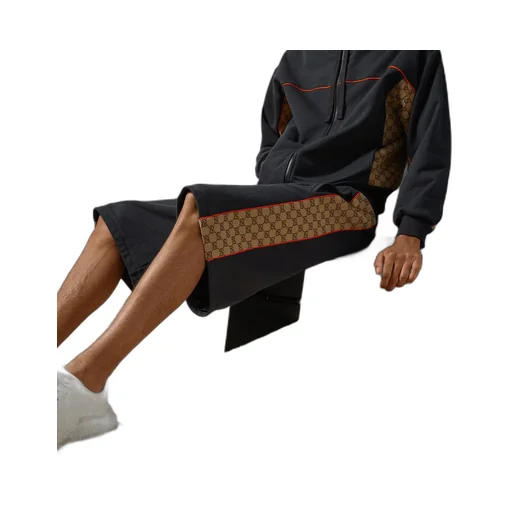 Cotton jersey shorts with GG inserts