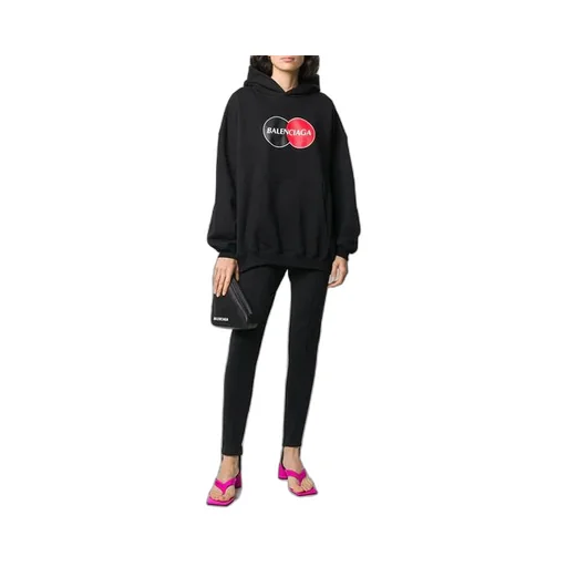 Pattern Loose Version Hoodie Sports Black