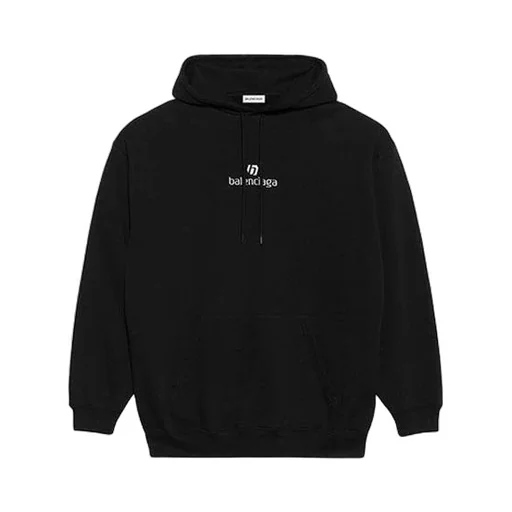 Alphabet Printing Long Sleeves Hoodie Black