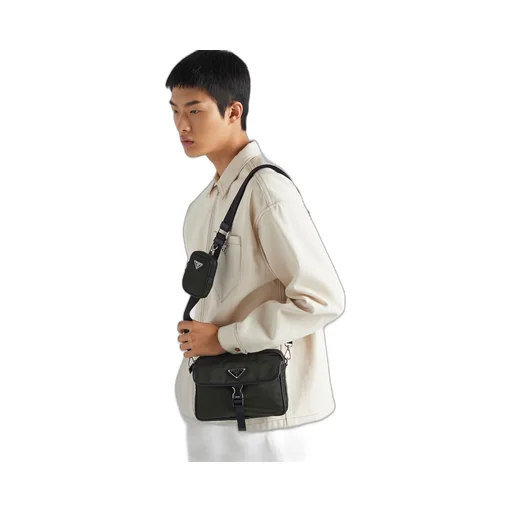 Re-Nylon and Saffiano leather shoulder bag
