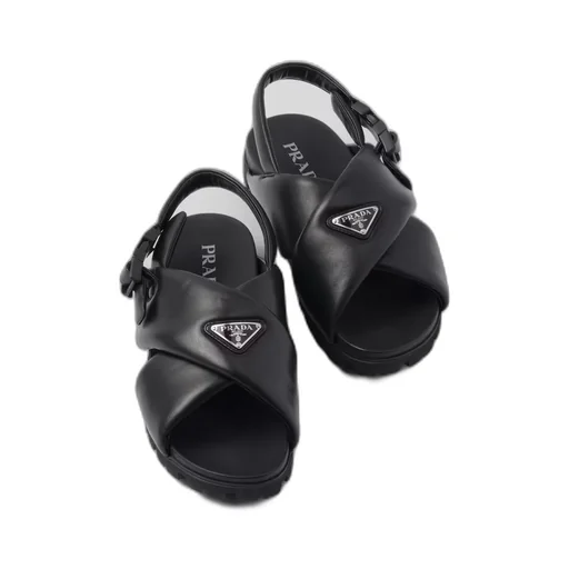 Padded nappa leather crisscross sandals