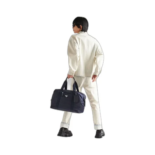 Re-Nylon and Saffiano leather duffle bag