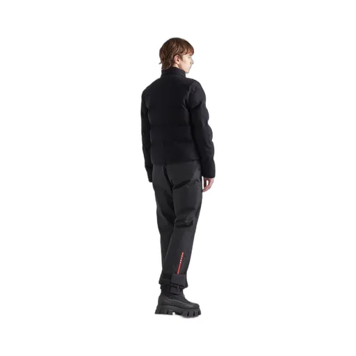 Cropped technical knit puffer jacket