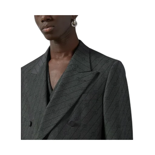 Interlocking G striped wool formal jacket