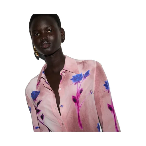 Floral print crêpe de chine shirt