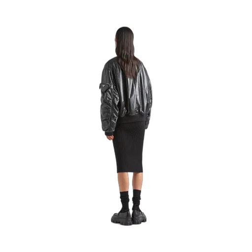 Oversized nappa leather bomber jacket