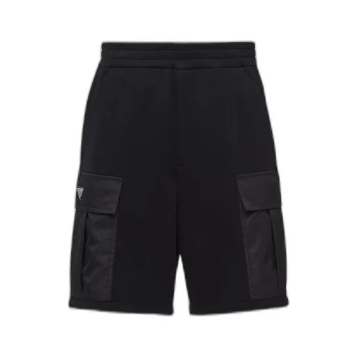 Cotton fleece Bermudas with Re-Nylon details